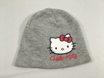 Bonnet gris chiné Hello Kitty, légèrement bouloché