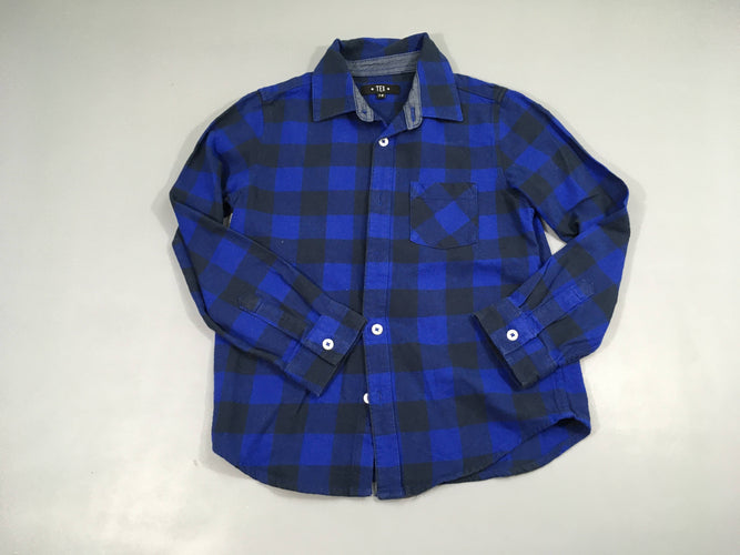 Chemise m.l flanelle à carreaux bleu, moins cher chez Petit Kiwi