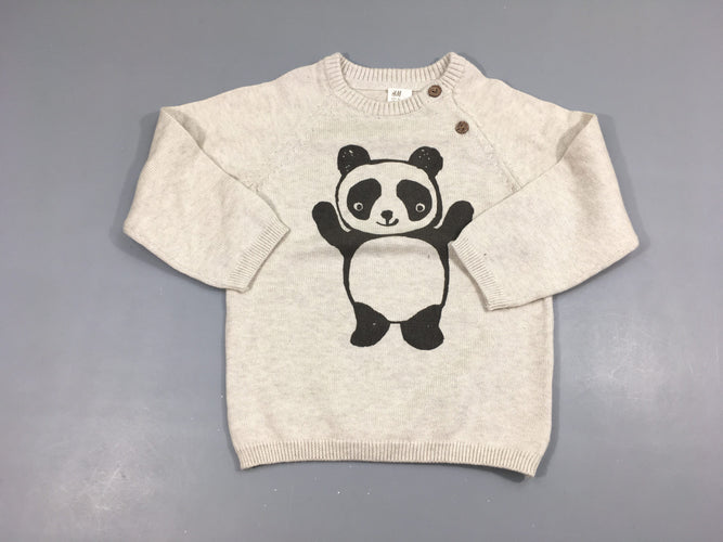 Pull beige panda, moins cher chez Petit Kiwi