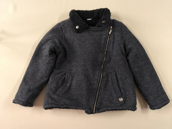 Veste ouatinée molleton doublée peluche grise foncée fils métalisés (boulochée)