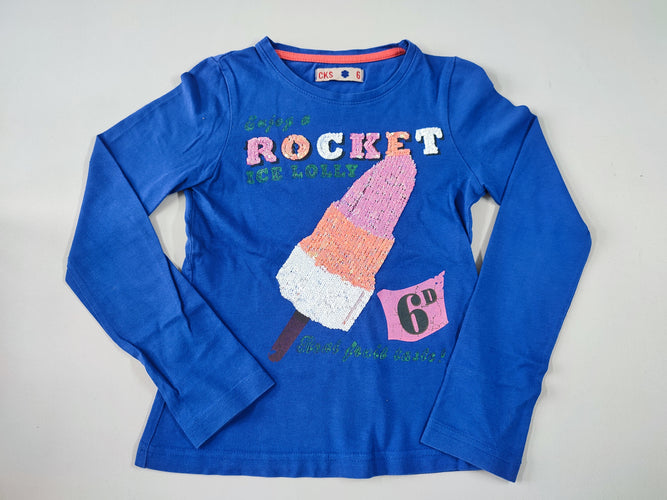 T-shirt m.l bleu glace en sequins "Enjoy a rocket ice lolly", moins cher chez Petit Kiwi