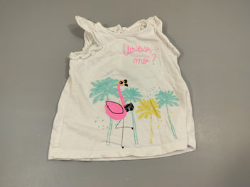 T-shirt m.c blanc ,flamant rose. 