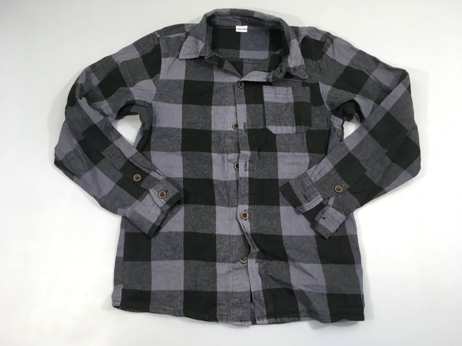 Chemise m.l flanelle carreaux gris/noir, moins cher chez Petit Kiwi