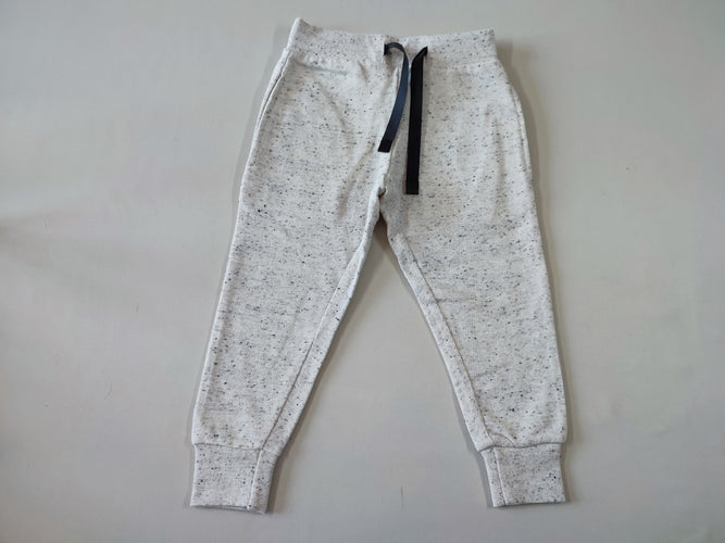 Pantalon molleton gris clair moucheté noir paillettes argentées, moins cher chez Petit Kiwi