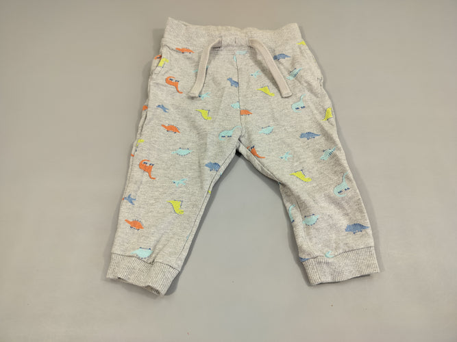 Pantalon jogging gris flammé, motifs dinosaures, moins cher chez Petit Kiwi