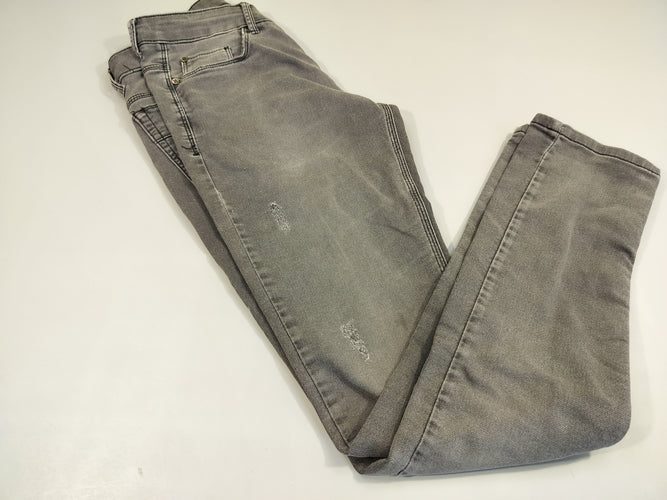 Jeans gris effets éraillés -T 30  (16a), moins cher chez Petit Kiwi