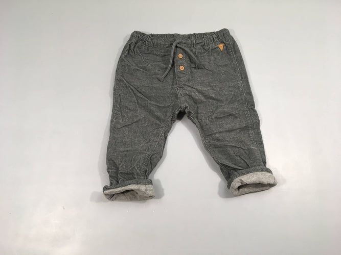 Pantalon velours côtelé gris doublé jersey, moins cher chez Petit Kiwi