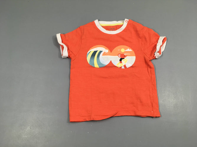 T-shirt m.c orange plage éléphant, moins cher chez Petit Kiwi