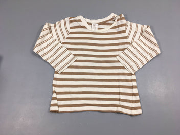 T-shirt m.l blanc rayé beige