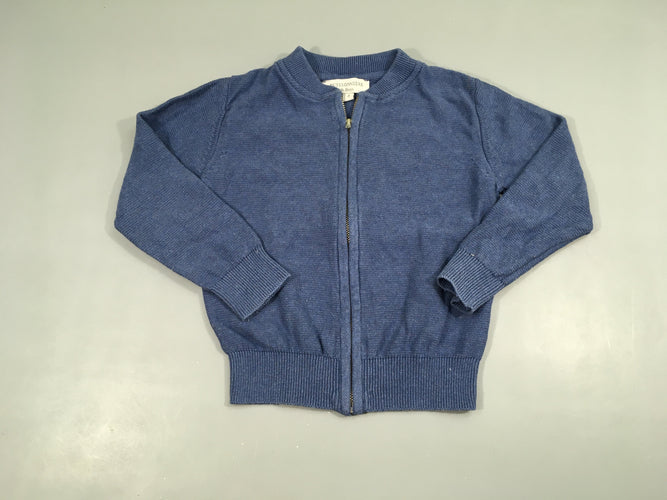 Gilet zippé bleu 100%coton, moins cher chez Petit Kiwi