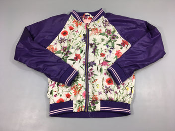 Blouson mauve-blanc fleuri bouloché bords