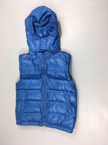 Bodywarmer bleu à capuche amovible, moins cher chez Petit Kiwi