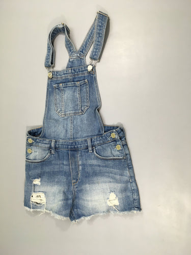 Salopette short en jean effet déchiré effiloché, moins cher chez Petit Kiwi