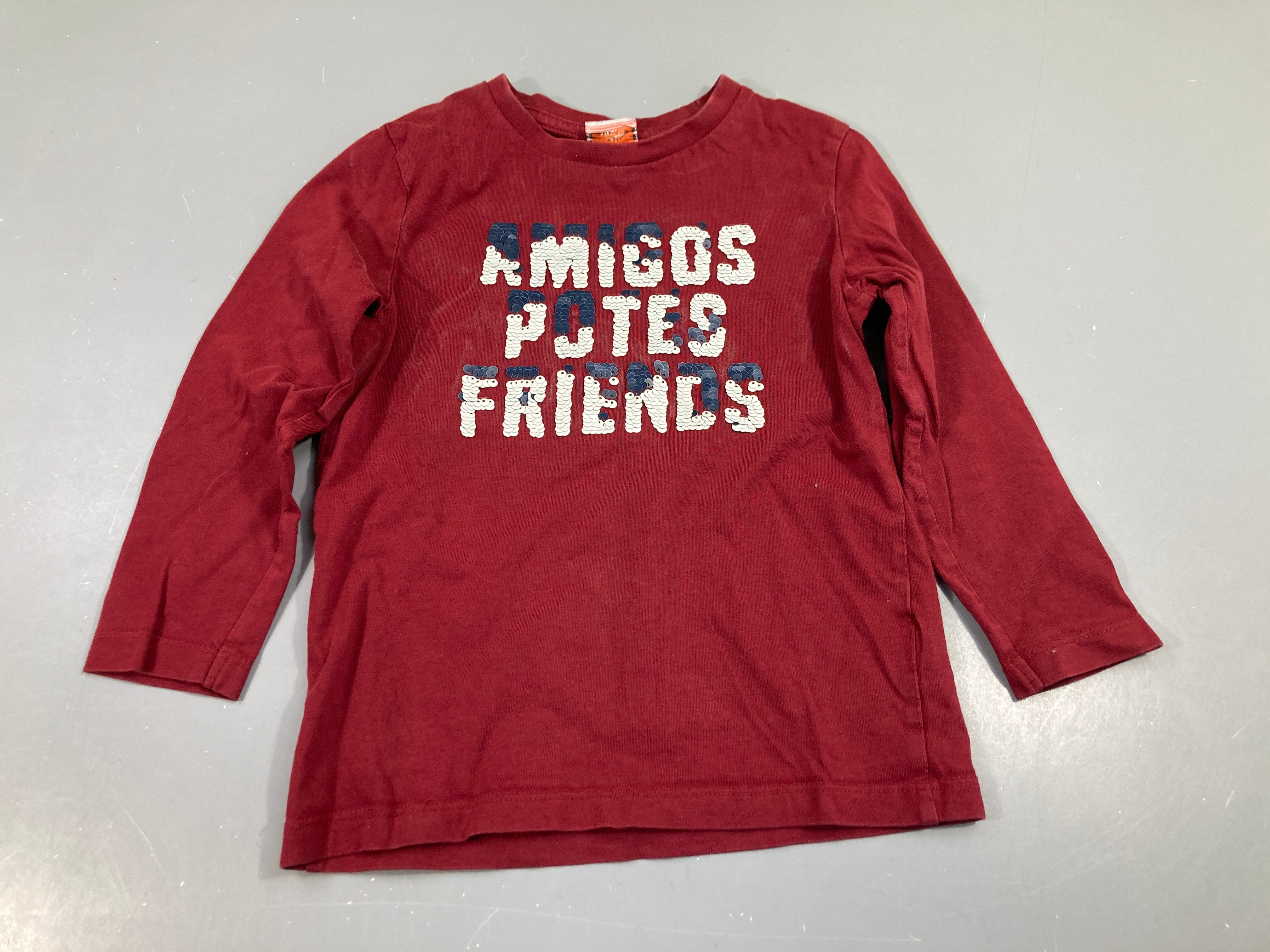 T-shirt m.l bordeau , amigos potes friends