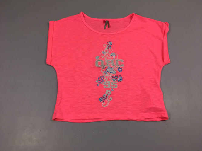 T-shirt m.c cropped rose flash flammé ORC argenté-Bouloché, moins cher chez Petit Kiwi