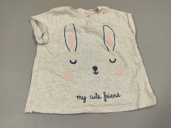 T-shirt m.c gris clair flammé, tête de lapin 