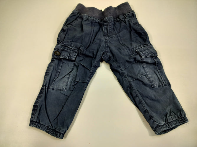 Pantalon bleu marine taille et chevilles élastiques  (délavé par endroits), moins cher chez Petit Kiwi