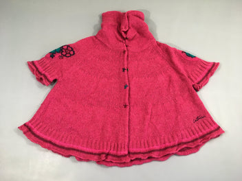 Gilet m.c fuchsia broderie 15% Laine 13% mohair