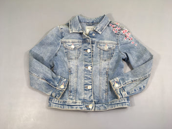 Veste jean fleurs brodées