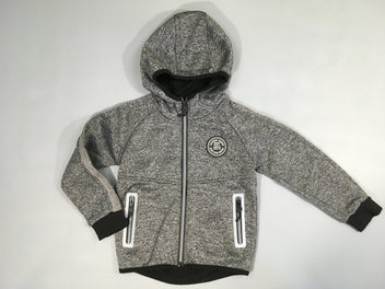 Sweat zippé à capuche gris chiné 1973-Doublure intérieur boulochée