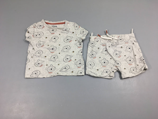 T-shirt m.c + short molleton gris chiné Winnie, moins cher chez Petit Kiwi