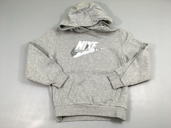 Sweat gris chiné Nike à capuche, légèrement bouloché, moins cher chez Petit Kiwi