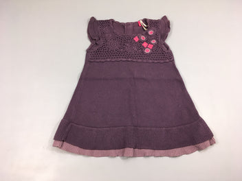 Robe pull m.c mauve crochet fleurs