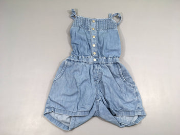 Combishort fines bretelles denim boutons