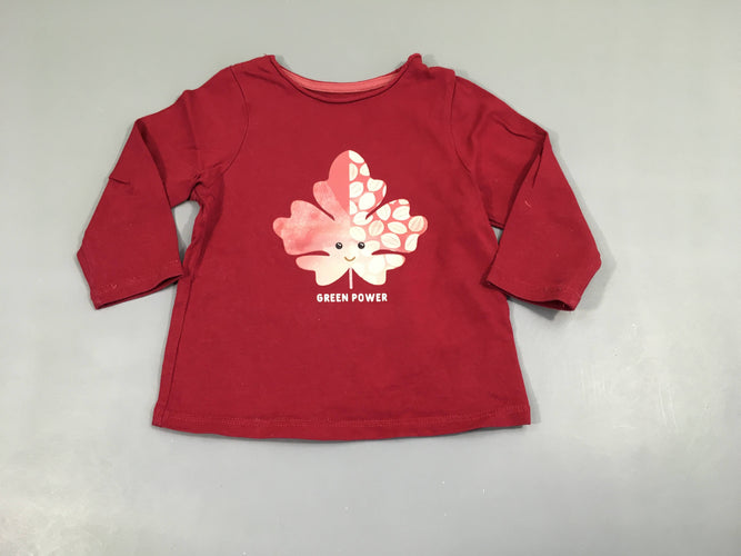 T-shirt m.l rose foncé feuille, moins cher chez Petit Kiwi