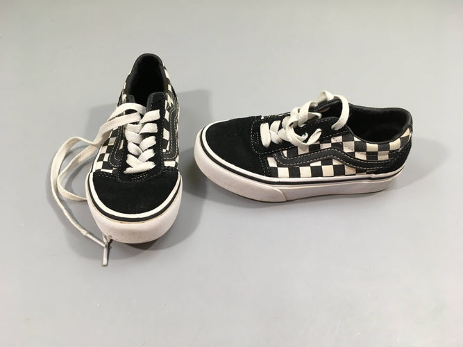 Baskets basses damiers noires à lacets Vans, 28, moins cher chez Petit Kiwi