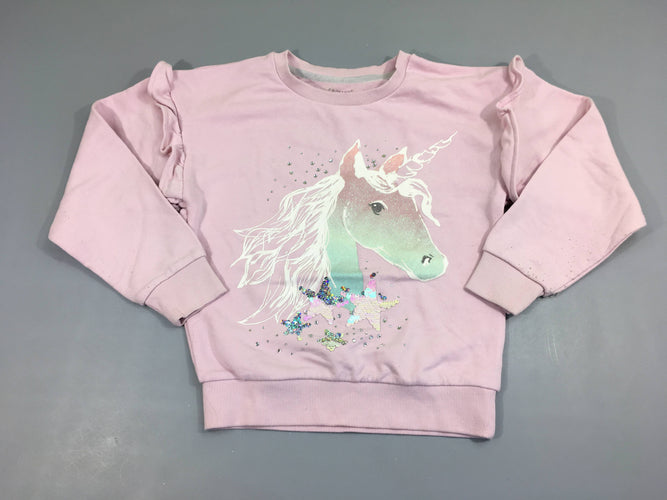 Sweat lavande licorne strass, bouloché, moins cher chez Petit Kiwi