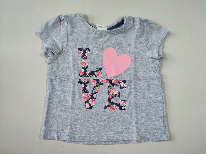 T-shirt m.c gris chiné "Love", moins cher chez Petit Kiwi