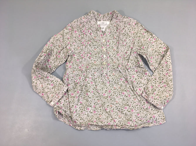 Blouse blanche fleurs, moins cher chez Petit Kiwi