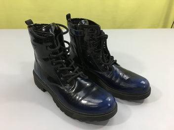 Boots vernies reflets bleus-Traces sur faces intérieurs mais bon état!