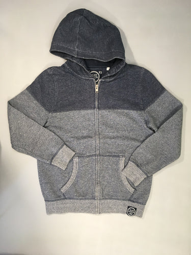 Sweat zippé à capuche gris chiné bleu-Décoloré capuche, moins cher chez Petit Kiwi