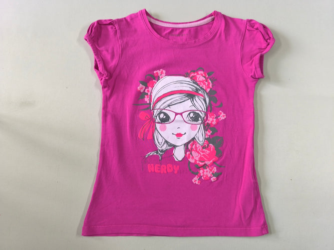 T-shirt m.c rose fille lunettes "Nerdy", moins cher chez Petit Kiwi