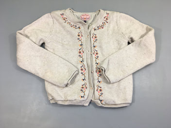 Gilet chaud et épais beige broderies bords doublé velours 4%Laine Légèrement bouloché