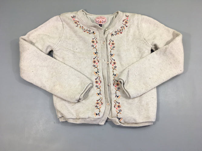 Gilet chaud et épais beige broderies bords doublé velours 4%Laine Légèrement bouloché, moins cher chez Petit Kiwi