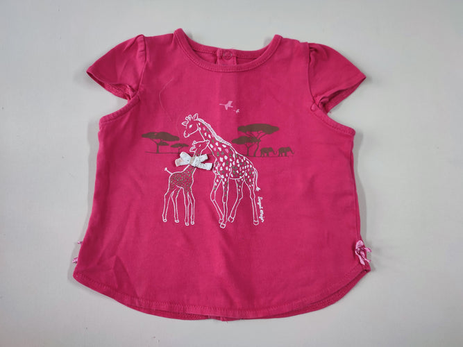 T-shirt m.c rose girafes paillettes, moins cher chez Petit Kiwi