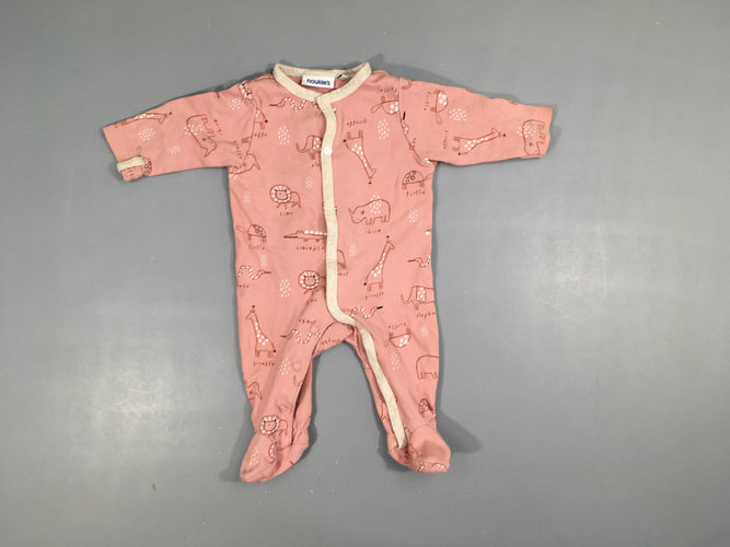 Pyjama jersey rose animaux, moins cher chez Petit Kiwi