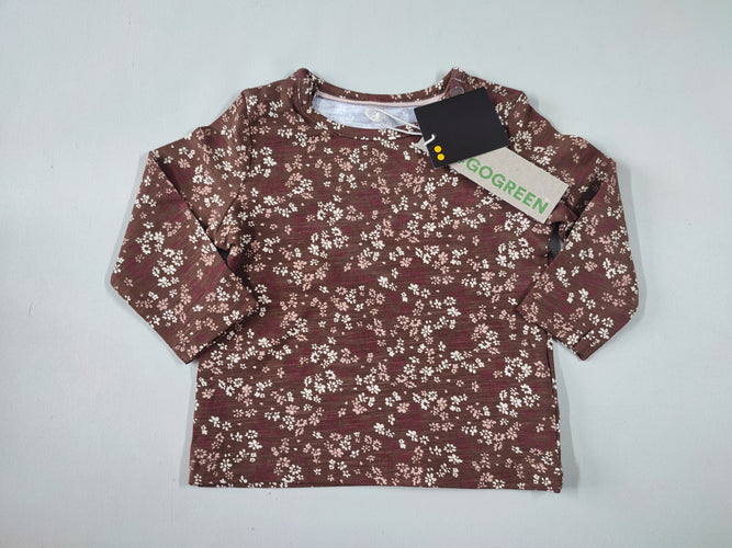 NEUF! T-shirt m.l brun à fleurs, moins cher chez Petit Kiwi