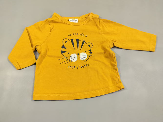 T-shirt m.l jaune  "on est félin pour l'autre", moins cher chez Petit Kiwi