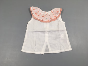 Chemise s.m blanc/rose col lapins