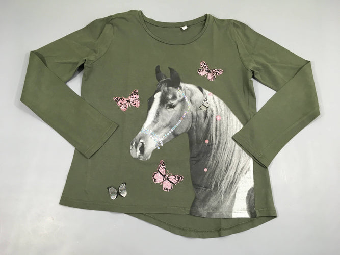 T-shirt m.l vert cheval sequins, moins cher chez Petit Kiwi