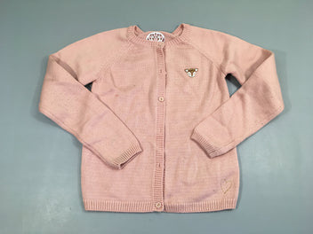 Gilet rose clair biche écussons 5%Laine 2% Alpaga