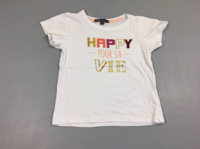 T-shirt m.c blanc Happy, moins cher chez Petit Kiwi