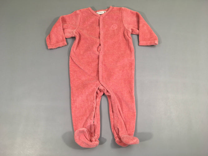 Pyjama velours rose vif N,  pieds anti-dérapants, moins cher chez Petit Kiwi