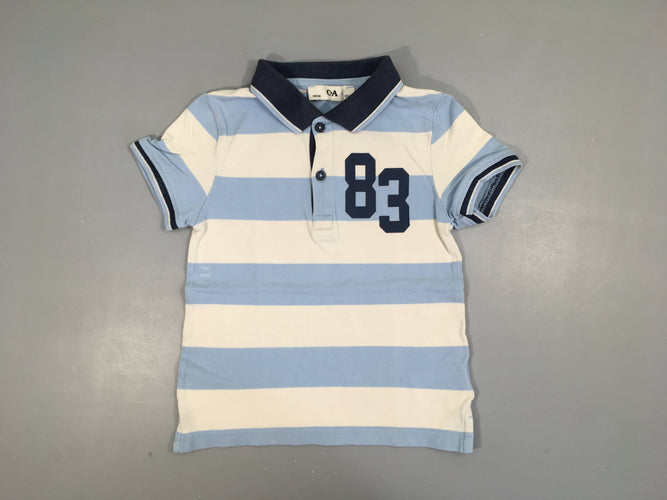 Polo m.c blanc rayé bleu 83, moins cher chez Petit Kiwi