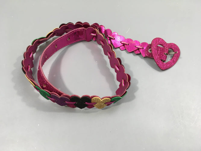 Ceinture rose irisée coeurs paillés, moins cher chez Petit Kiwi