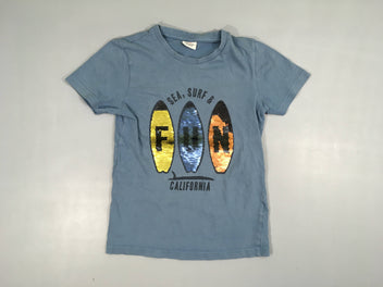 T-shirt m.c bleu  surf sequins réversibles